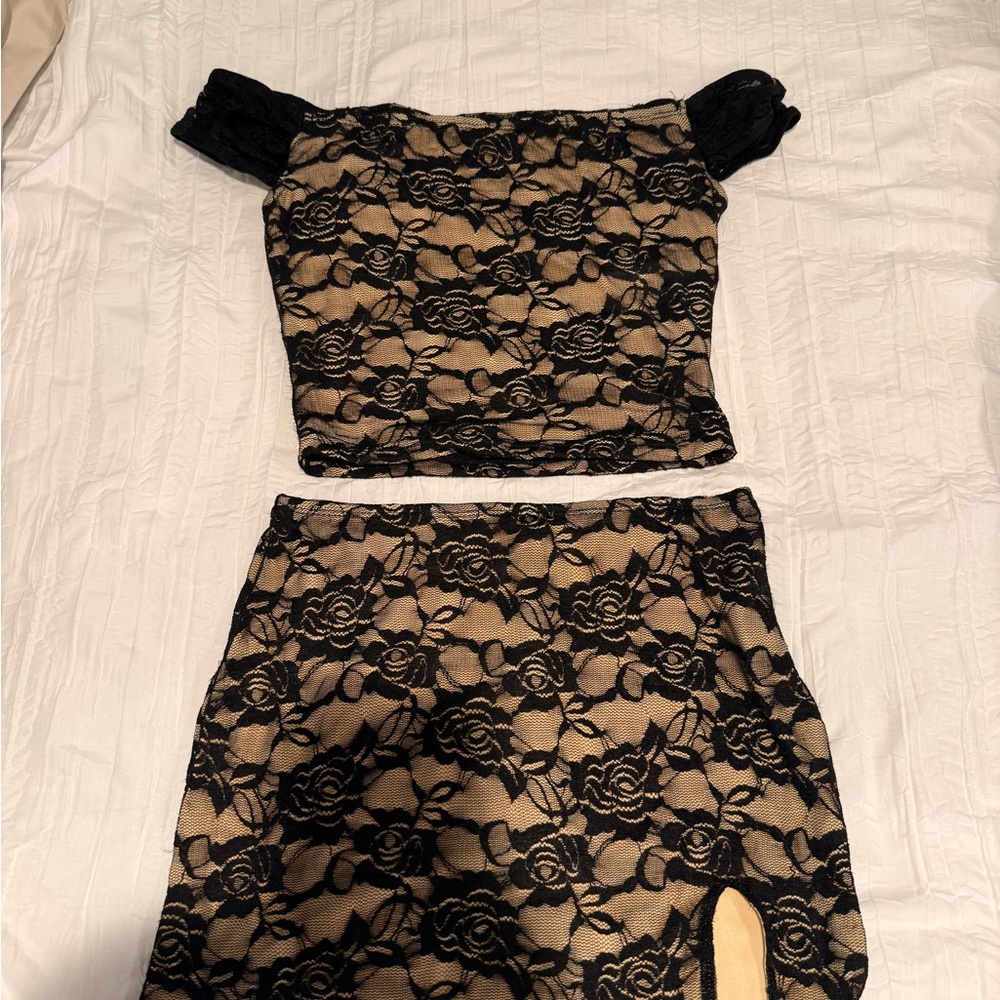 Princess Polly Black and Tan Mini Pencil Skirt